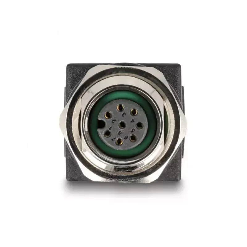 DeLOCK M12 adapter A-gecodeerd 8-polige bus naar RJ45-bus recht