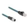Netwerkkabel DeLOCK M12 adapterkabel A-gecodeerd 8-polig stekker naar RJ45 stekker 50 cm