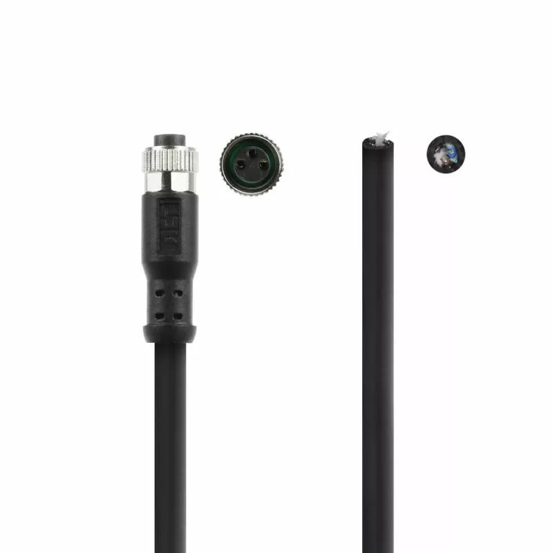 ACT Industrial 3,00 meter sensorkabel M8A 3-polig bus naar open uiteinde, Ultraflex Xtreme TPE-kabel, afgeschermd