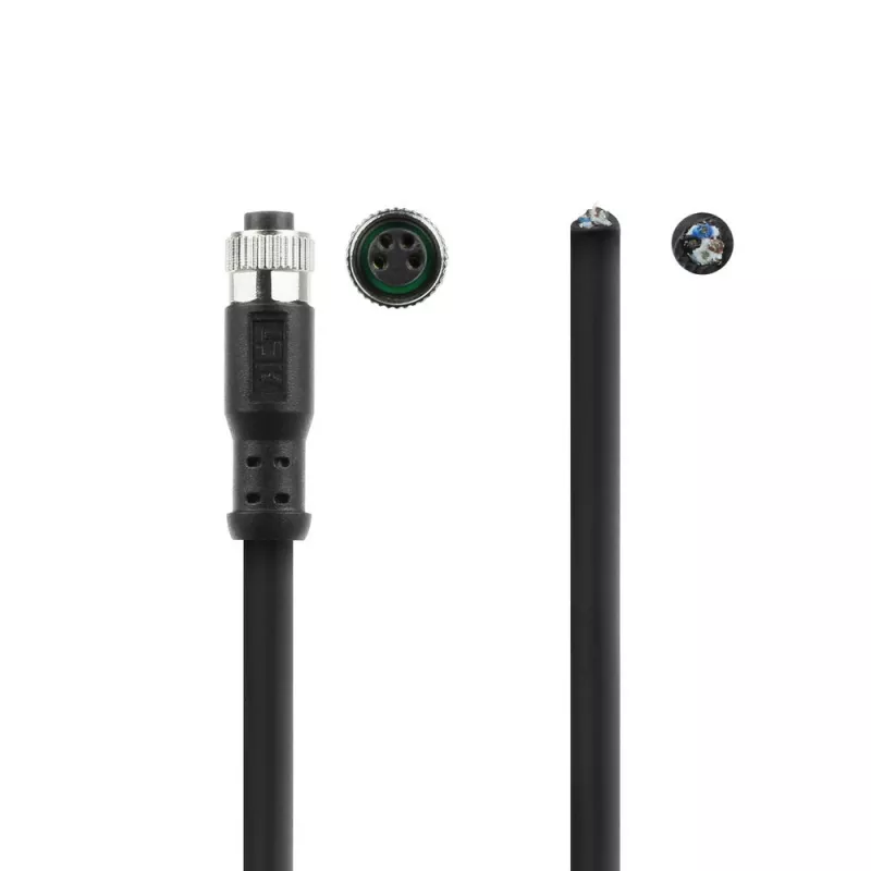 ACT Industrial 3,00 meter sensorkabel M8A 4-polig bus naar open uiteinde, Ultraflex Xtreme TPE-kabel, afgeschermd