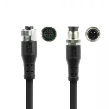 ACT Industrial 1,50 meter sensorkabel M12A 4-polig stekker naar M12A 4-polig bus, Superflex Xtreme TPE-kabel, afgeschermd
