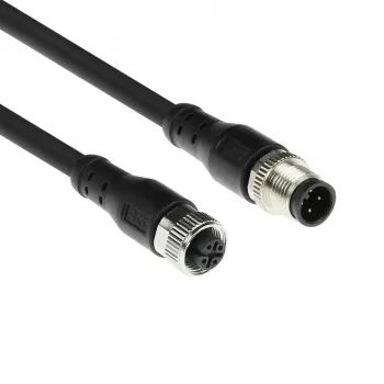 ACT Industrial 3,00 meter sensorkabel M12A 4-polig stekker naar M12A 4-polig bus, Superflex Xtreme TPE-kabel, afgeschermd
