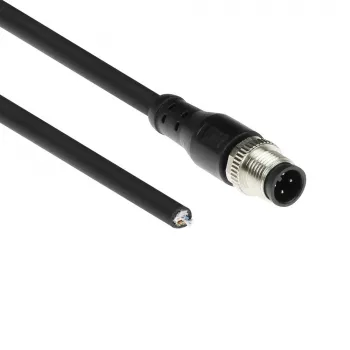 ACT Industrial 3,00 meter sensorkabel M12A 4-polig stekker naar open uiteinde, Superflex Xtreme TPE-kabel, afgeschermd