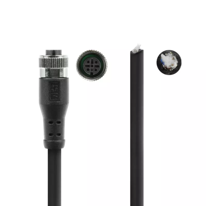 ACT Industrial 5,00 meter sensorkabel M12A 5-polig stekker naar open uiteinde, Superflex Xtreme TPE-kabel, afgeschermd