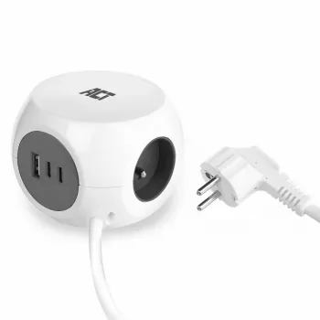 ACT AC2425 stroomverlenging 1,5 m 3 AC-stopcontacten binnen wit
