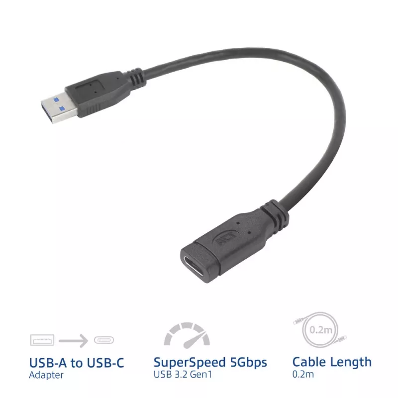 USB-adapter ACT AC7460 USB-A-stekker naar 24-polige USB-C-bus, 20 cm, 5 Gbit/s