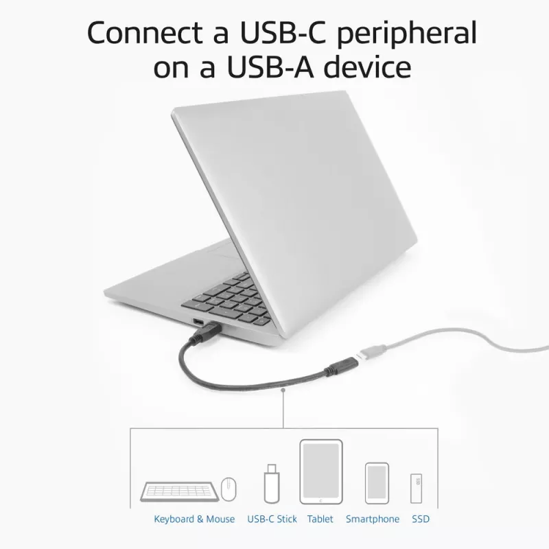 USB-adapter ACT AC7460 USB-A-stekker naar 24-polige USB-C-bus, 20 cm, 5 Gbit/s