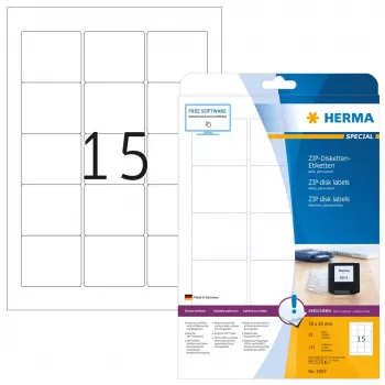 Etiketten HERMA ZIP diskettes A4 59x50 mm wit papier mat 375 stuks