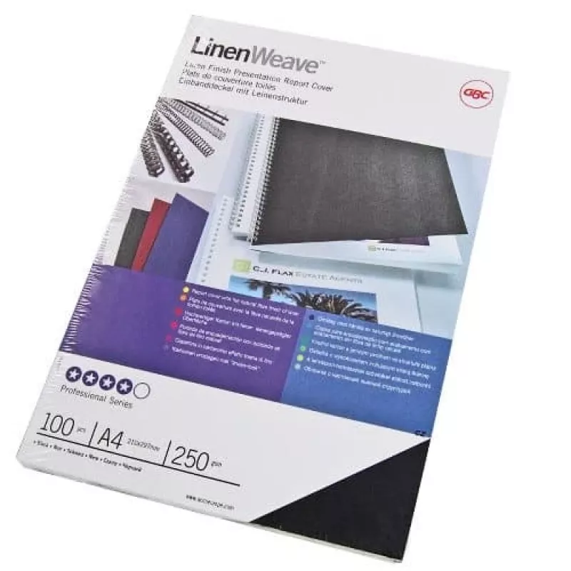 GBC LinenWeave CE050010 inbindomslagen, A4 (210 x 297 mm), 250 g/m², 100 st., zwart