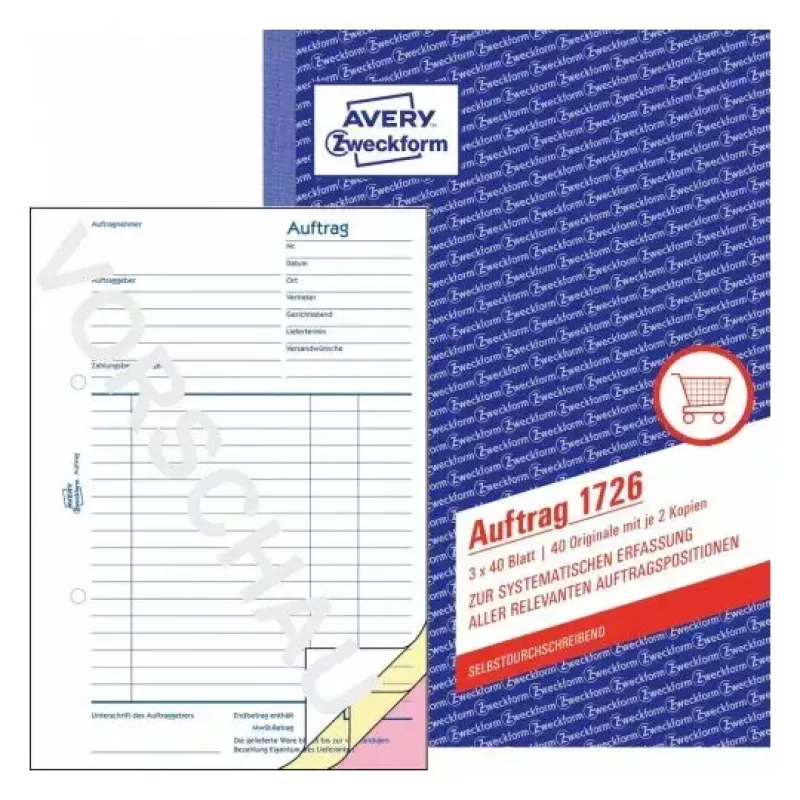 Boekhoudformulier/-boek AVERY 1726 A5 40 pagina's