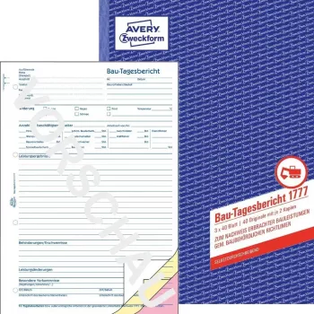 Afrekeningsformulier/-boek AVERY 1777 A4 40 pagina's