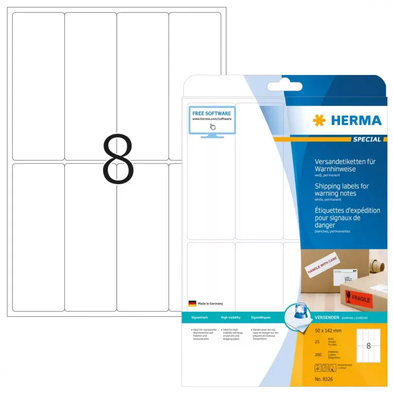 Verzendetiket waarschuwingslabel HERMA 8326