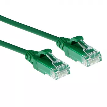 ACT groen 1,5 meter LSZH U/UTP CAT6 datacenter slimline patchkabel, rastnasvrij met RJ45-stekkers