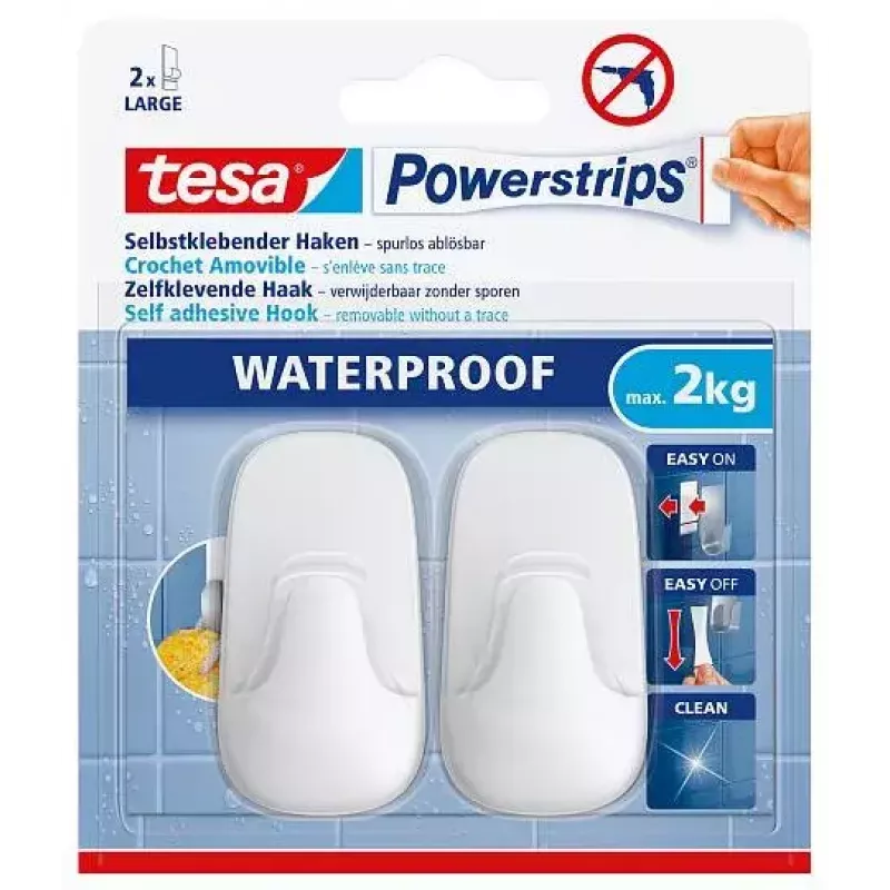 Handdoekhaak TESA 59781-00000 binnen wit 2 stuks