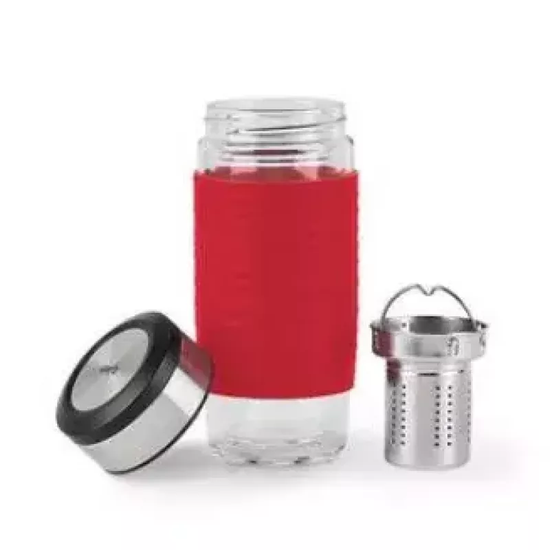 Emsa TEA MUG geïsoleerde beker met 2-in-1-zeefinzet, 420 ml, rood