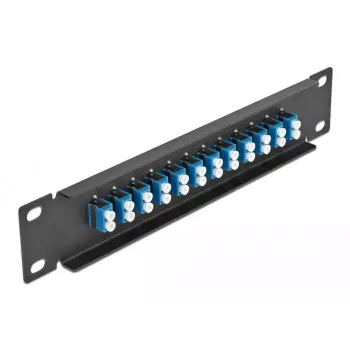 Glasvezel-patchpaneel DeLOCK 10 inch 12 poort LC Duplex blauw 1U zwart