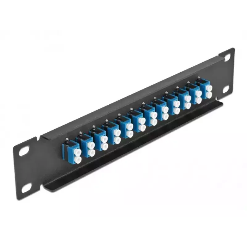 Glasvezel-patchpaneel DeLOCK 10 inch 12 poort LC Duplex blauw 1U zwart