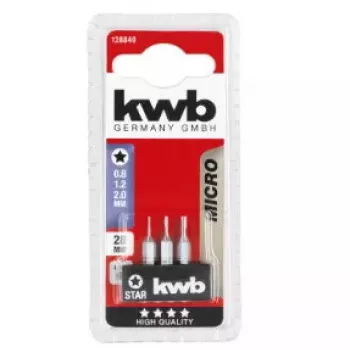 Schroevendraaier-bitset KWB 128840 — 3 stk., Torx (ster) punten, 28 mm lengte