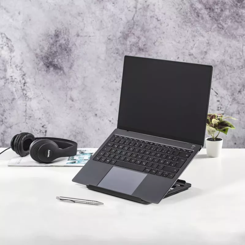 Hama Rotation laptopstandaard, 360° draaibaar, kantelbaar, tot 39 cm (15,4"), zwart