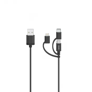 Hama 00200617 USB-kabel USB 2.0 0,75 m USB A USB C/Micro USB A/Lightning zwart