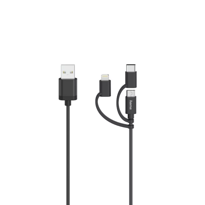 Hama 00200617 USB-kabel USB 2.0 0,75 m USB A USB C/Micro USB A/Lightning zwart