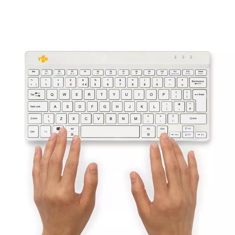 R-Go Tools ergonomisch toetsenbord R-Go Compact Break, compact toetsenbord met pauzesoftware, QWERTY (UK), Bluetooth, wit