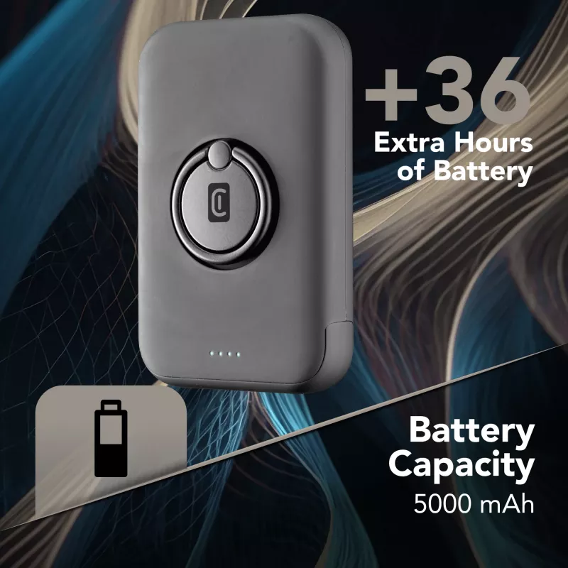 Cellularline draadloze powerbank MAG 5000 draagbare oplader compatibel met het MagSafe-systeem