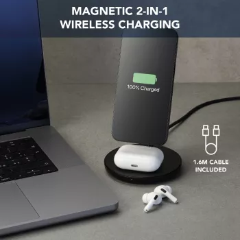 Cellularline Mag Duo draadloze oplader 2-in-1 draadloos oplaadstation voor Apple-apparaten