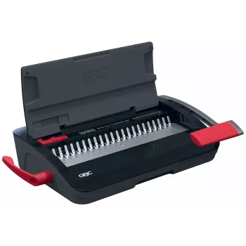 GBC CombBind® CB12 handmatige bindmachine, kam-bindapparaat, handmatig, 165 vel, zwart, rood