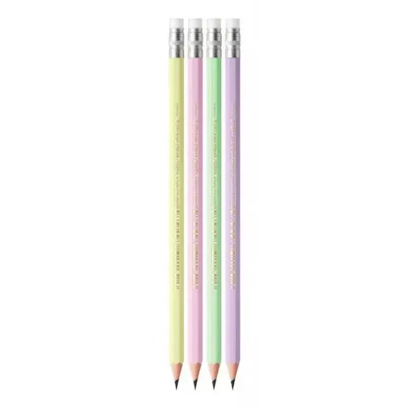 BIC Evolution Pastel HB-potloden met gum, 10 stuks, Pink/Purple/Green/Yellow
