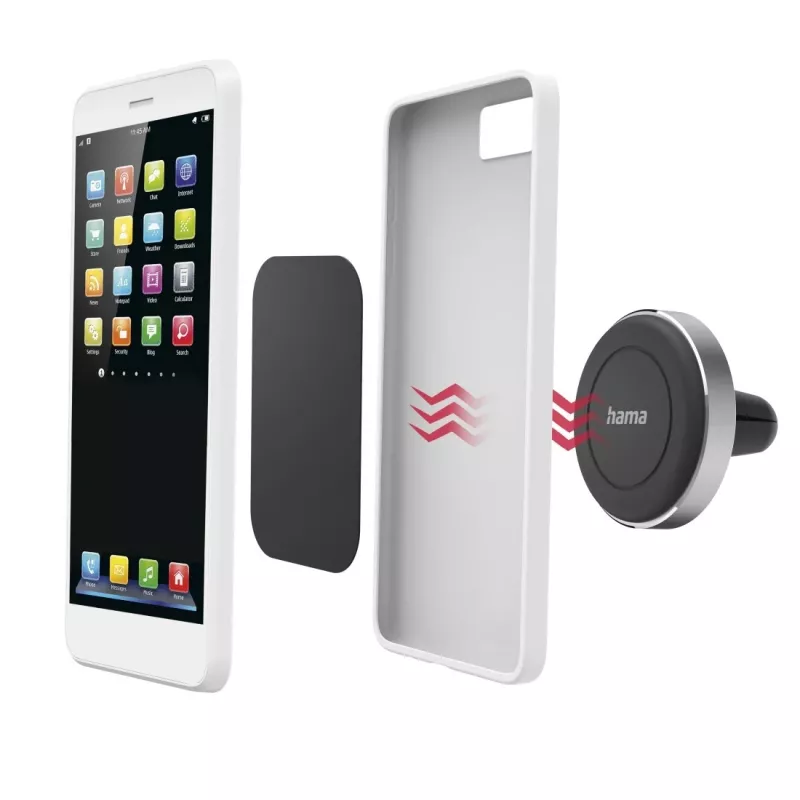 Hama magneet passieve houder mobiele telefoon/smartphone zwart, zilver