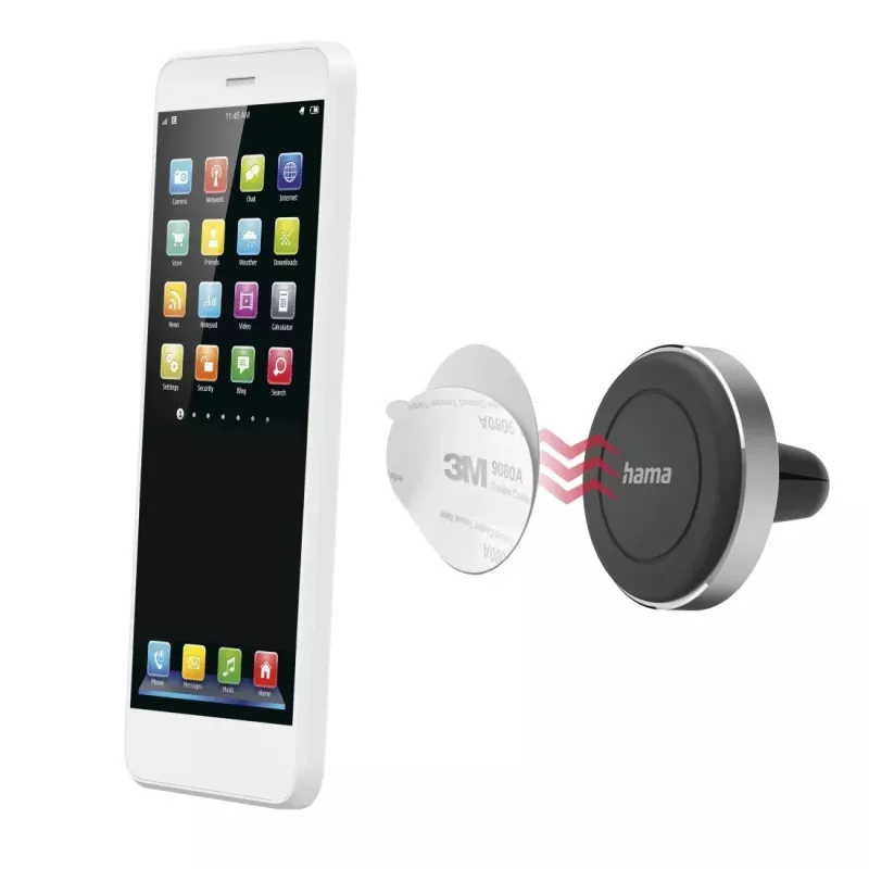 Hama magneet passieve houder mobiele telefoon/smartphone zwart, zilver