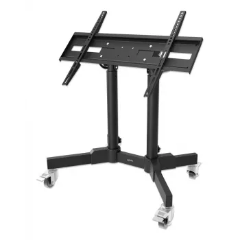 Manhattan platte trolley-montagestandaard voor tv & monitors, voor schermen van 37 inch tot 65 inch, VESA-compatibiliteit: alle tussen 200x200 tot 600x400 mm - controleer de afmetingen van de vier bevestigingsgaten op de achterkant van het scherm om zeker te zijn dat het past, max. 40 kg, 45° kanteling (gereedschapsloos), houder