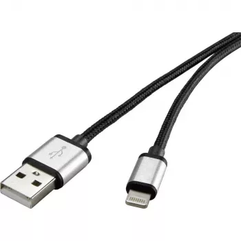 Lightning-kabel Renkforce RF-4683966 3m zwart zilver