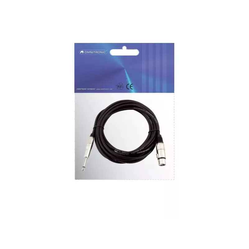 Audiokabel 2m Omnitronic 3022516M XLR 3-polig 6,35mm zwart