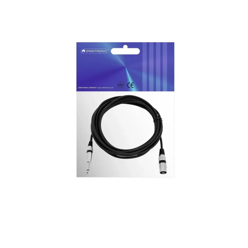 Audiokabel XLR 3-polig 6,35 mm Omnitronic 3022519C 5 m zwart
