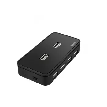 USB-hub HAMA 00200123 — 7-poorts USB 2.0-hub, 480 Mbit/s, zwart, 1,1 m kabel