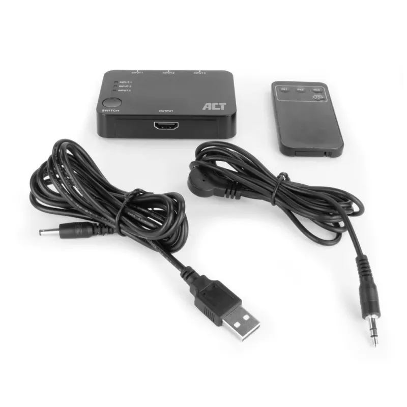 ACT 4K HDMI-switch 3x1 zwart 60Hz 1920x1080 3840x2160