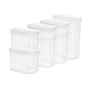 EMSA N1142900 levensmiddelenbewaarcontainer rechthoekig set 8,3 L transparant, wit 7 stuks