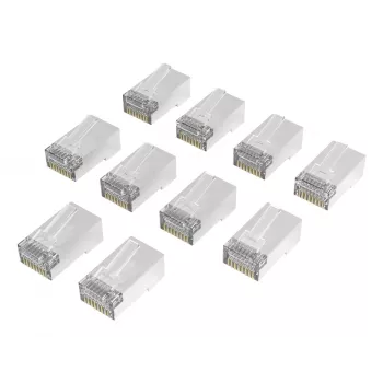Hama 00300028 RJ45-netwerkconnectoren Cat6a STP, zilver/transparant, verpakking van 10