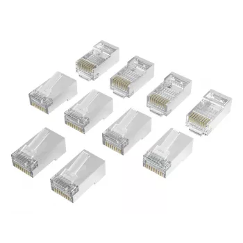 Hama 00300028 RJ45-netwerkconnectoren Cat6a STP, zilver/transparant, verpakking van 10