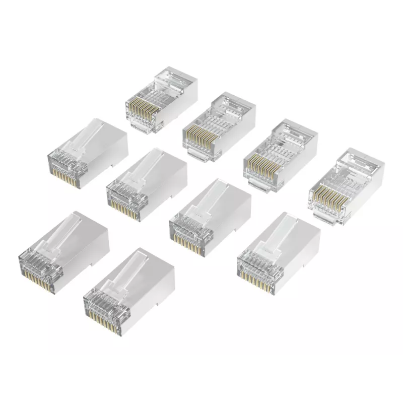 Hama 00300028 RJ45-netwerkconnectoren Cat6a STP, zilver/transparant, verpakking van 10