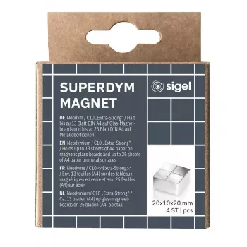 Bastelmagneet vierkant Sigel BA705 neodymium zilver 20x20x10mm