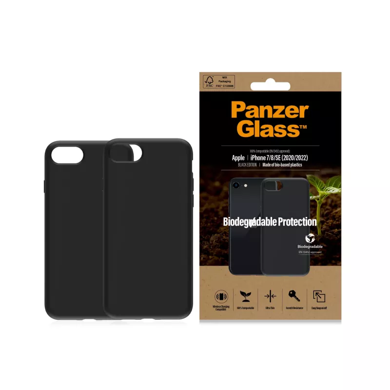 Cover PanzerGlass Biodegradable hoesje iPhone 6 6s SE 2020 2022 7 8 zwart