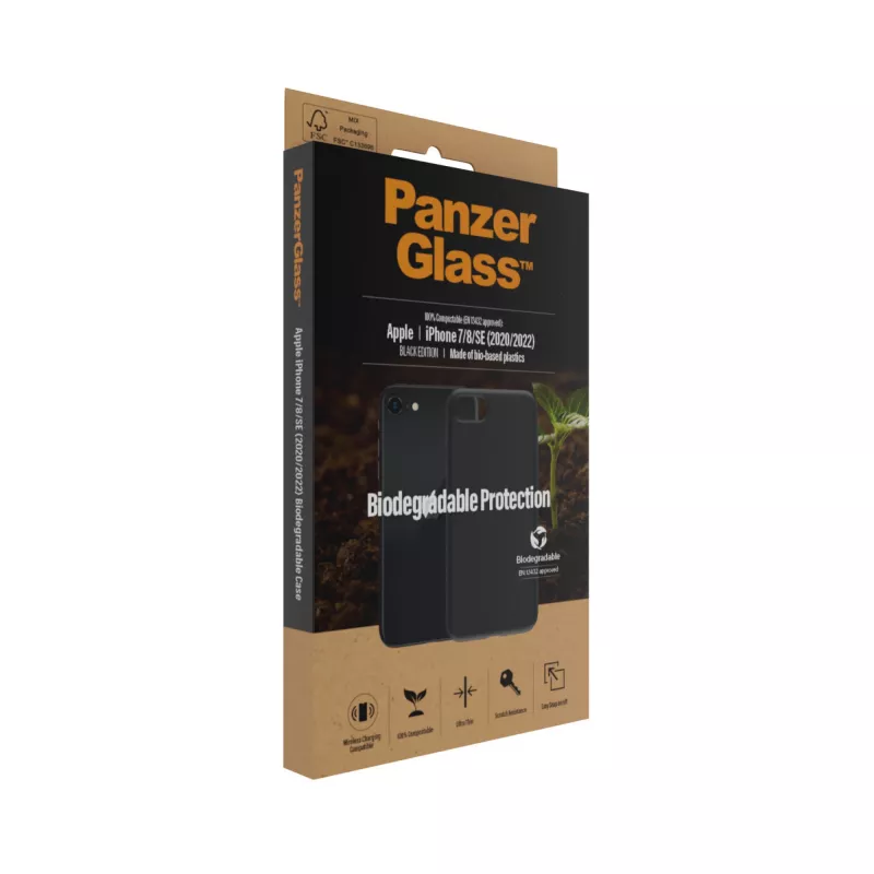Cover PanzerGlass Biodegradable hoesje iPhone 6 6s SE 2020 2022 7 8 zwart