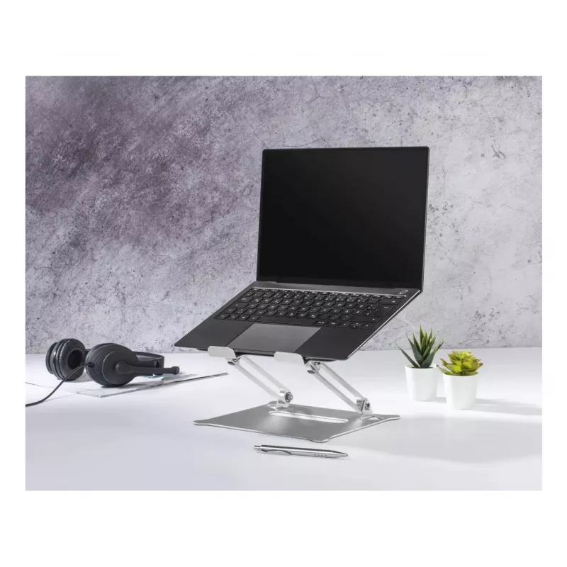 Hama 00126815 aluminium laptopstandaard, in hoogte verstelbaar, kantelbaar, tot 40 cm (15,6 inch), zilver