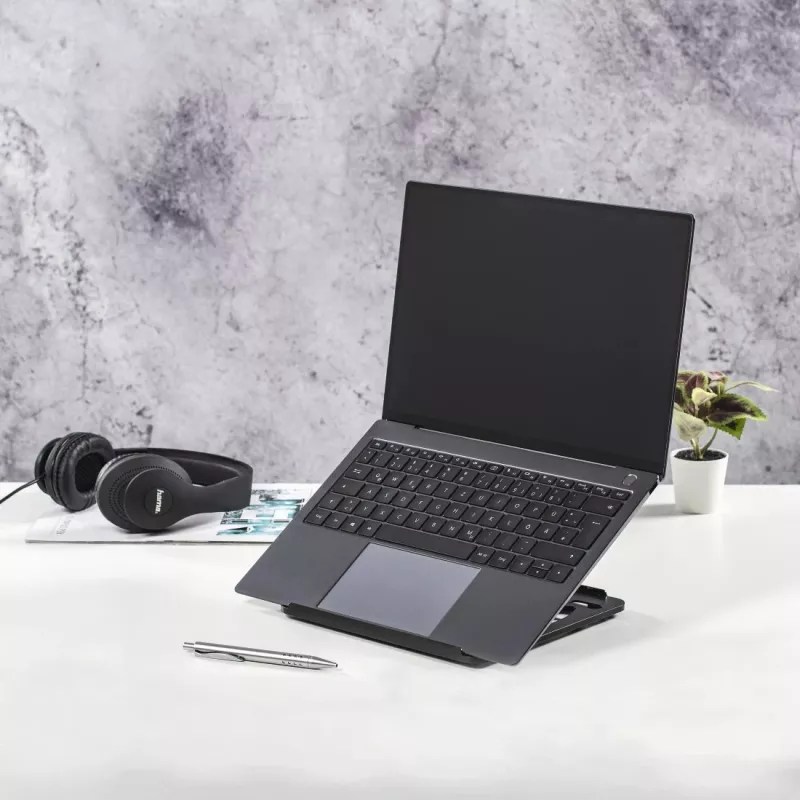 Hama Rotation laptopstandaard, 360° draaibaar, 8 standen kantelbaar, tot 39,6 cm (15,6 inch), zwart