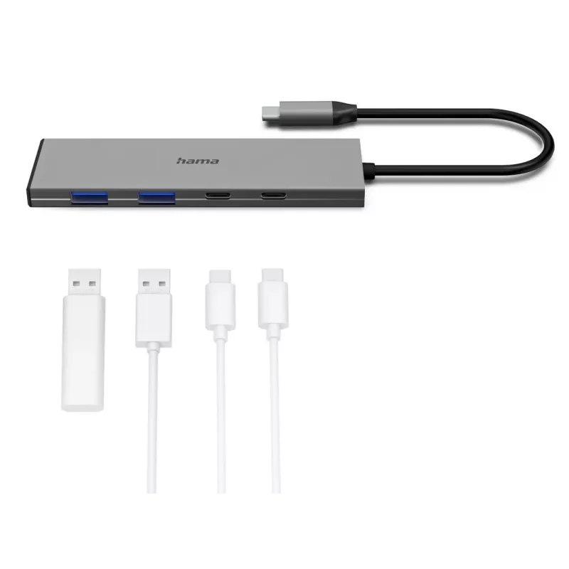 Hama 00200147 interface-hub USB Type-C 10000 Mbit/s grijs