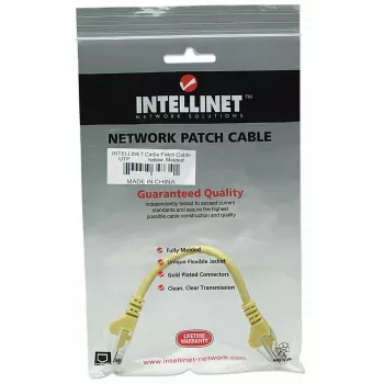 Intellinet netwerk-patchkabel, Cat5e, 0,5 m, geel, CCA, U/UTP, PVC, RJ45, vergulde contacten, knikbescherming, tulebeschermd, levenslange garantie