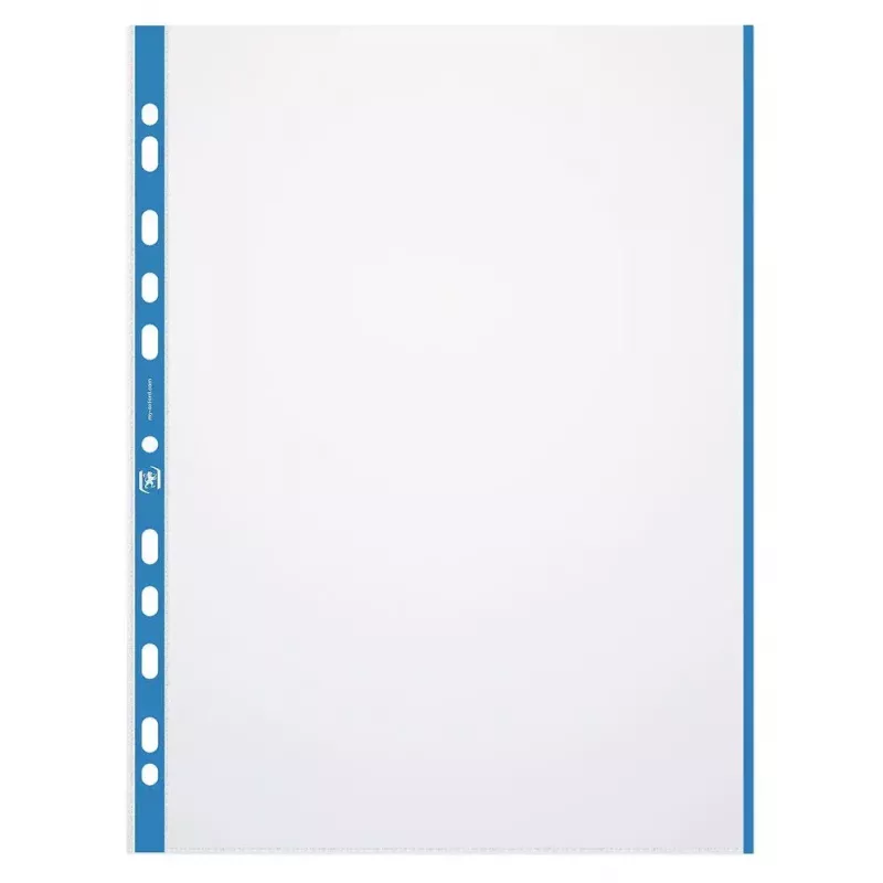ELBA 971619-04 showtas, DIN A4, PP, 0,09 mm, gekleurde rand, bovenaan open, Europerforatie, helder/blauw